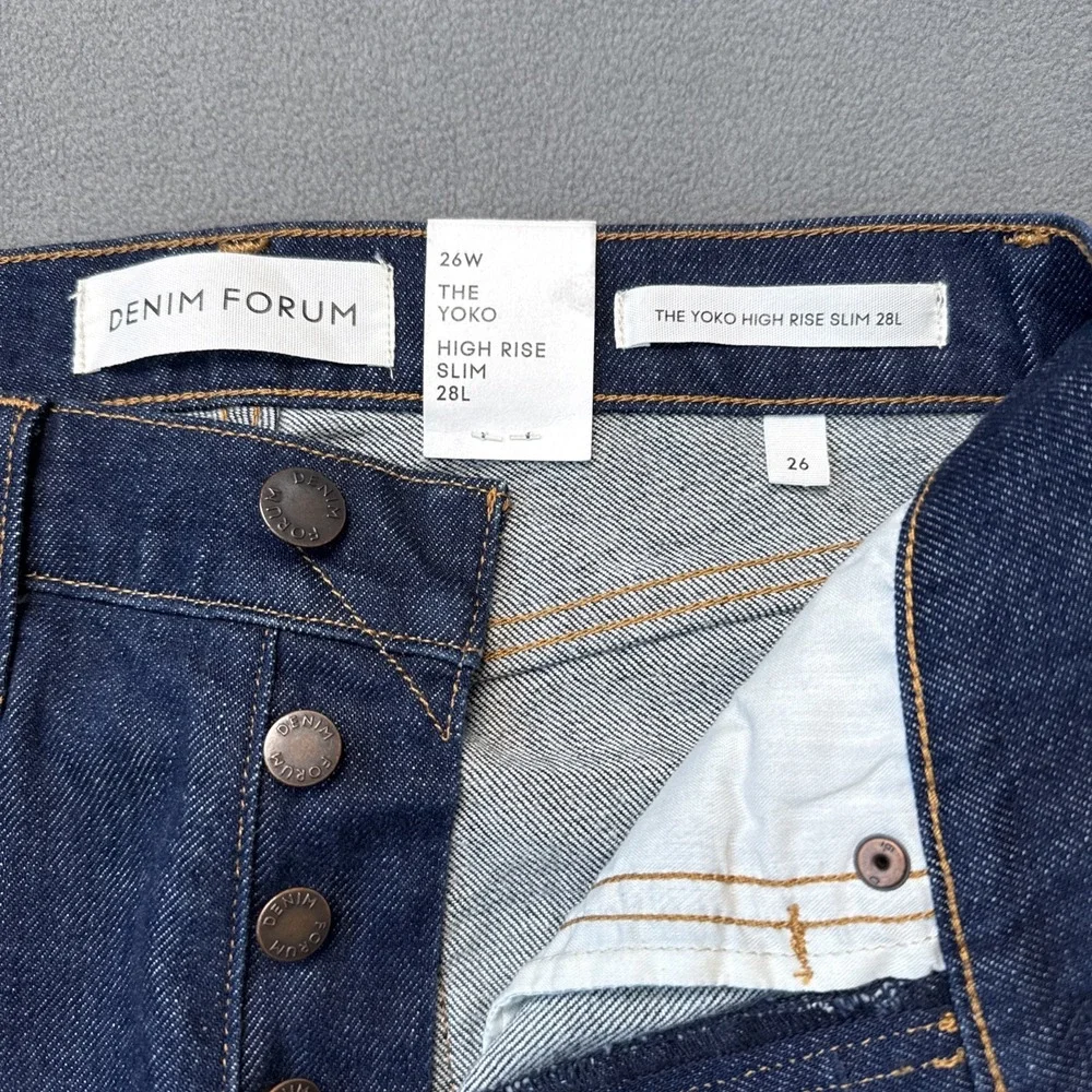 Aritzia Denim Forum Jeans Womens 26 Yoko High Rise Slim Dark Wash Button Fly NWT
